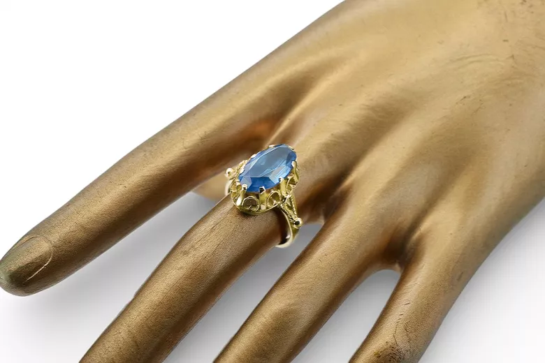 Ring Aquamarine 14K Yellow gold Vintage vrc134y